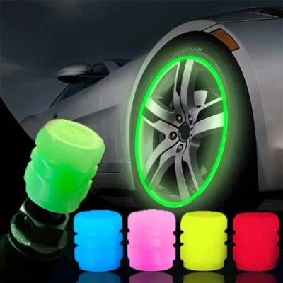 Fluorescent Car Tire Valve Cap Luminous Bike Tire Valve Stem Caps Universal