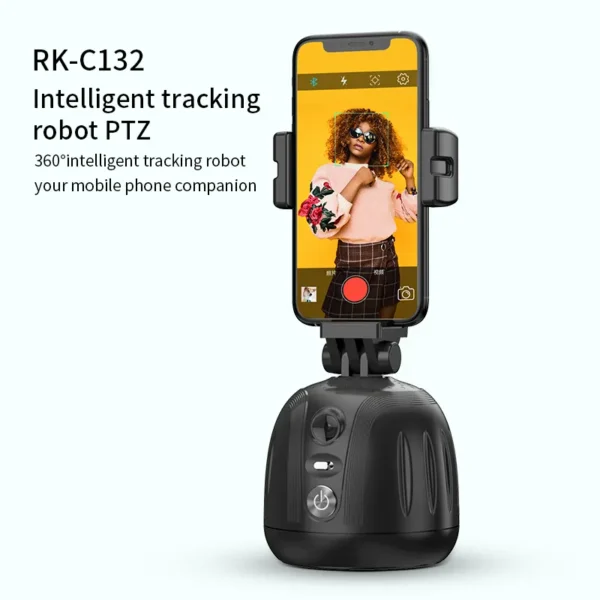 360 Degree Rotation Panoramic Head Auto AI Face Tracking selfie Object Tracking HolderFace Tracking Mobile Phone Holder Including Tripod