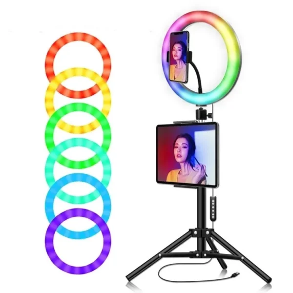 Ring Light RGB with Tripod Stand, 10 Inch 26cm MJ26 Black Usb Port 10W Dimmable Led Ring Light 10 Inch 5V - Image 4