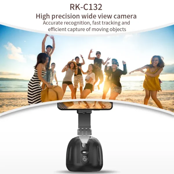 360 Degree Rotation Panoramic Head Auto AI Face Tracking selfie Object Tracking HolderFace Tracking Mobile Phone Holder Including Tripod - Image 5