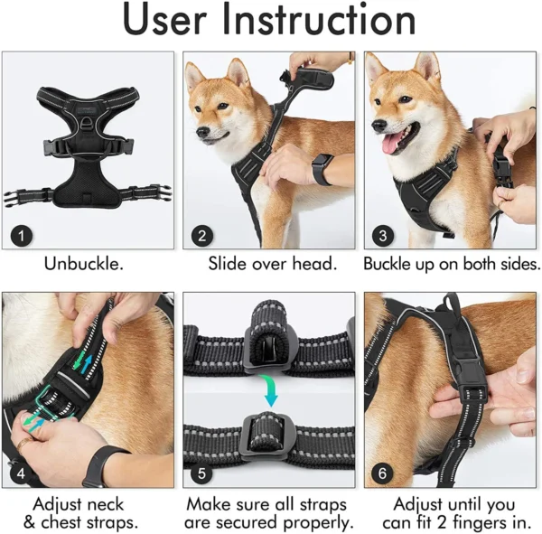 Dog Harness No Pull, Breathable Adjustable Comfort ( Medium ,Large, Black) - Image 3