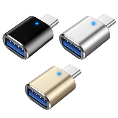 Aluminum USB C to A Converter with blue light For Type C Device USB C To USB 3.0 OTG Adapter