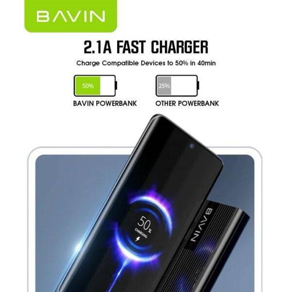 BAVIN PC050  Slim Portable 10000mah 2 Usb power bank - Image 6