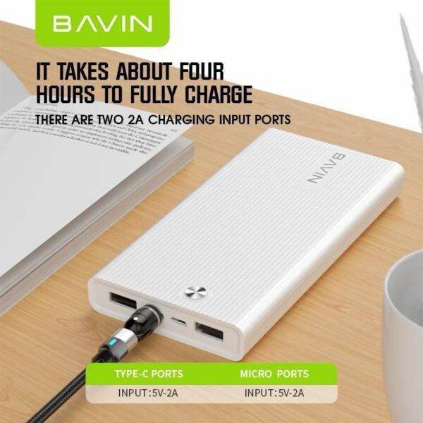 BAVIN PC050  Slim Portable 10000mah 2 Usb power bank - Image 3