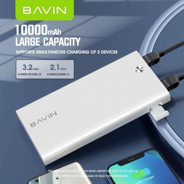 BAVIN PC050  Slim Portable 10000mah 2 Usb power bank - Image 5