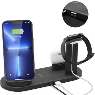 6 In 1 Qi 15W Fast Charging Stand Charging Dock Wireless Charger