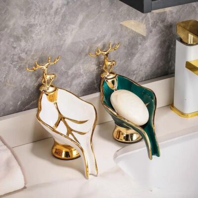 Luxury Style Ceramic Soap Rack Leaf Shaped