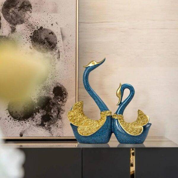 Couple Swan Statue Home Decoration Modern Sculpture Art - Image 3