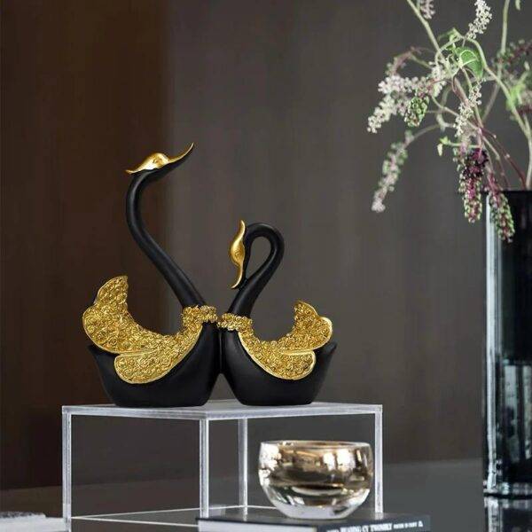 Couple Swan Statue Home Decoration Modern Sculpture Art - Image 4