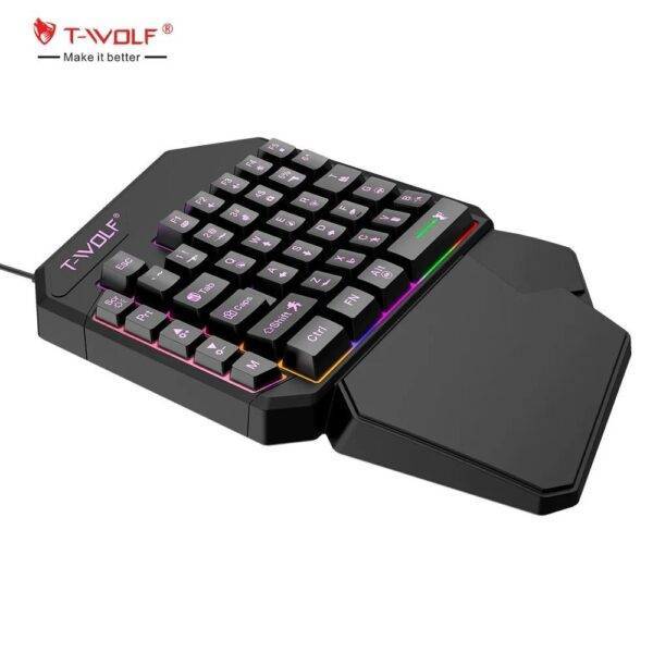 TWOLF TF900 Mini One Hand Mechanical Keyboard RGB Led Backlight Gaming Keyboard And Mouse set - Image 2