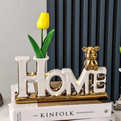 Ceramic Ornament Freestanding Block Letters Sign With Light