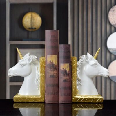 2pcs Unicorn Bookends Office Resin Book Holder