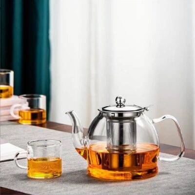 Transparent Tea Glass Infuser Of Steel Stainless Heat Resistant Glass Teapot Jug Coffee Tea Leaf Herbal Pot