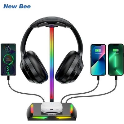 NEW BEE  5W Wireless Charging RGB Headset Stand Gaming Headphone Stand