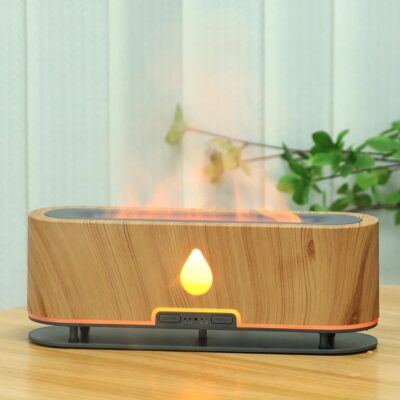 7LED humidifier Simulation Flame Air Humidifier Aroma Diffuser with Night Light With Essential Oil