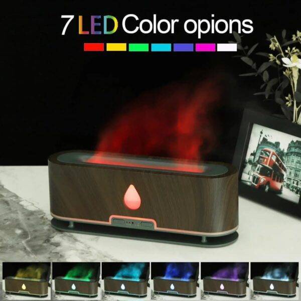 7LED humidifier Simulation Flame Air Humidifier Aroma Diffuser with Night Light With Essential Oil - Image 3